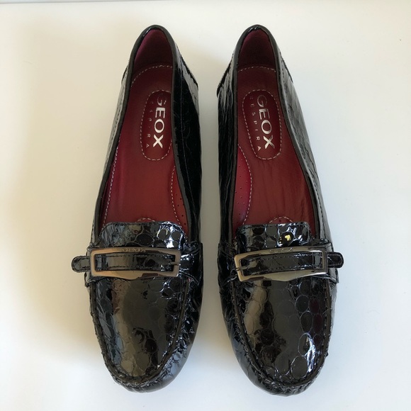 GEOX Black Patent Snake Leather Driving Loafer - Picture 2 of 7